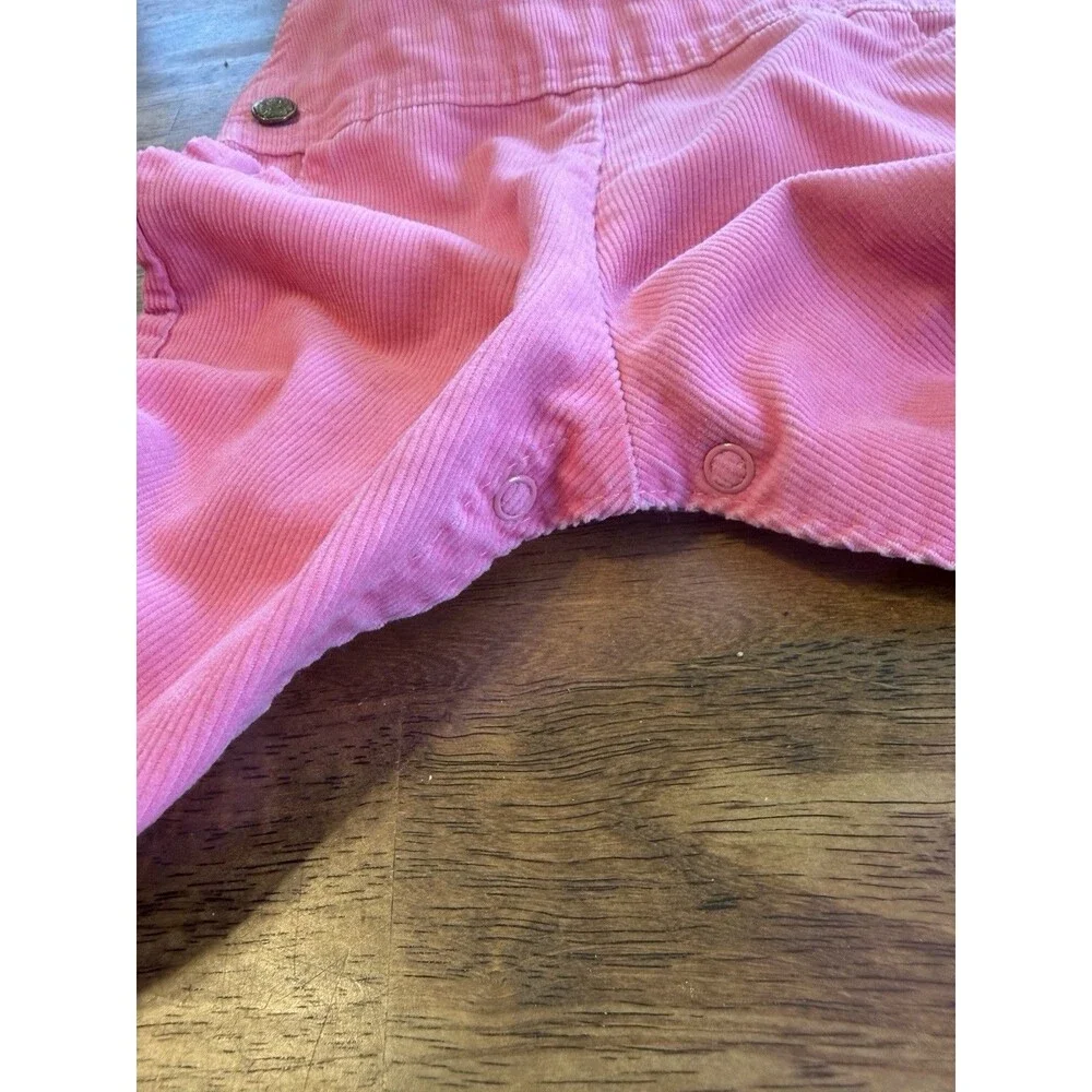 OshKosh Bgosh Vintage Pink Corduroy Vestbak Footed Overalls 6/9 Months USA Girls